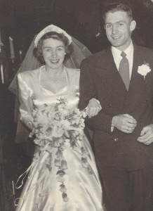 Bill and Margie Blood on their wedding day in a blizzard in December 1949.