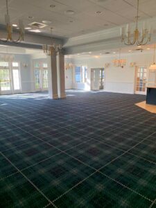 Community Center Renovation update – dining room carpet installation complete!