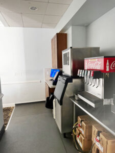 Community Center Renovation update – server station with fountain drink dispenser and ice machine