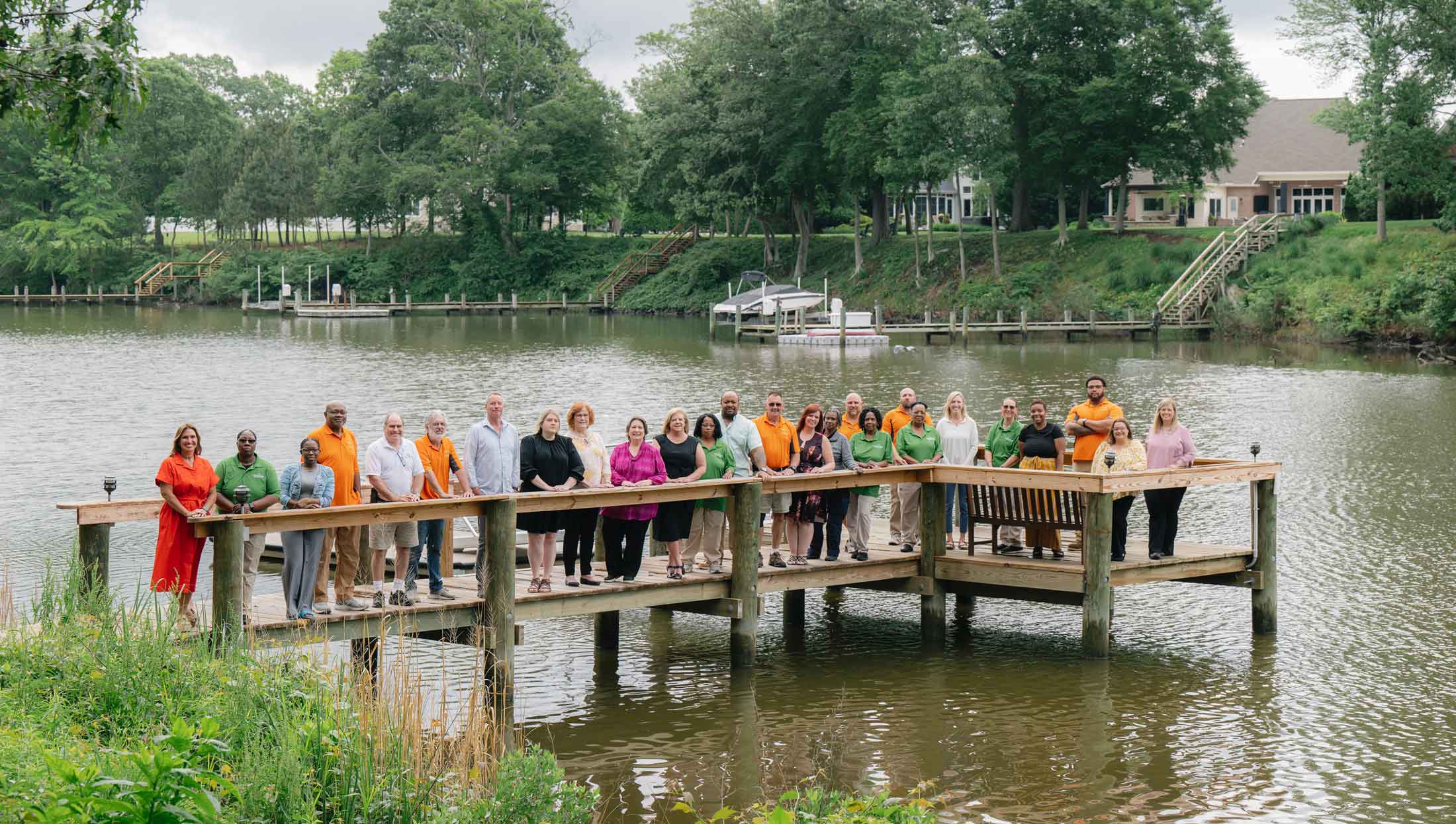 Londonderry Best 55+ Community celebrated by the Londonderry team on the campus dock